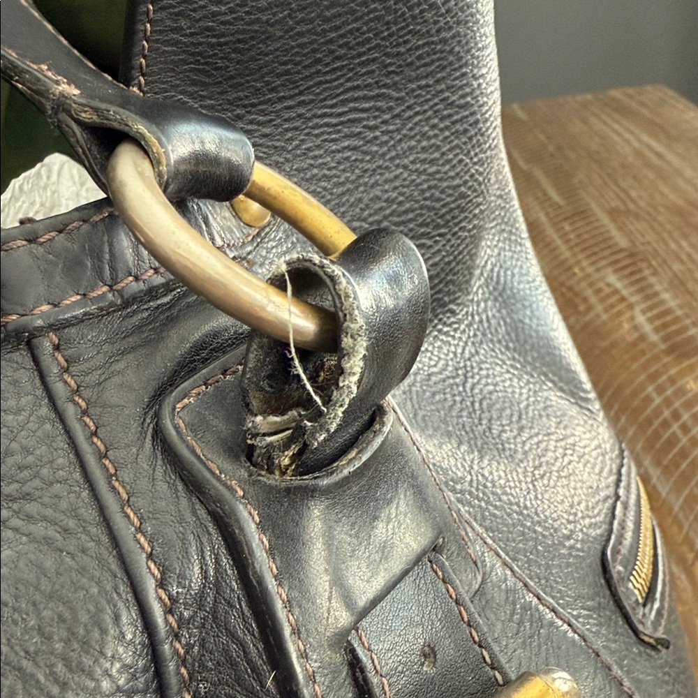 Dooney & Bourke Florentine Black Leather Foldover Tassle Large Crossbody Bag - Picture 9 of 16